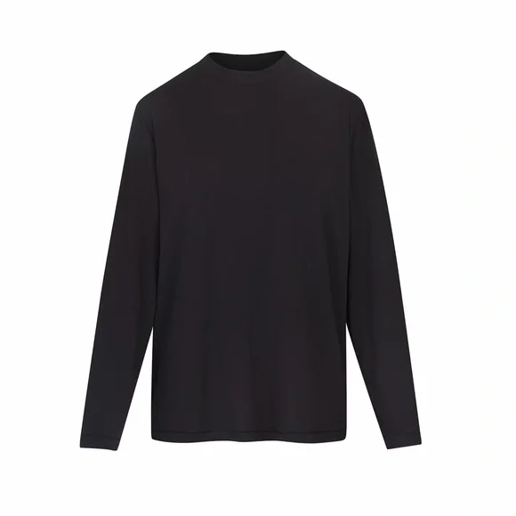SKIMS Oversized Boyfriend Long Sleeve T-Shirt Black Onyx Size XS Tees - Long Sleeve